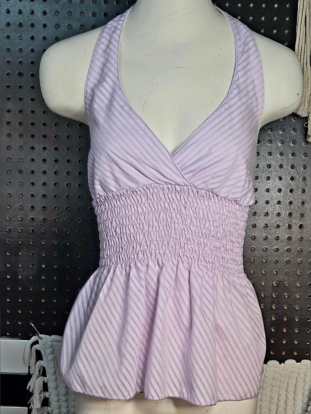 Tempted Lavender Striped Halter Top